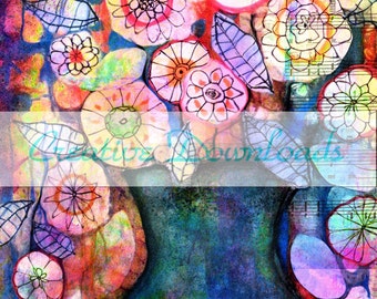 flowers download  Be still  digital collage printable flowers garden petals floral background colorful Robin Mead