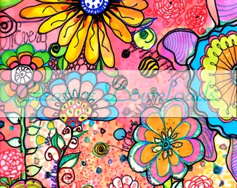 Flower Garden digital collage printable download flowers garden colorful Robin Mead