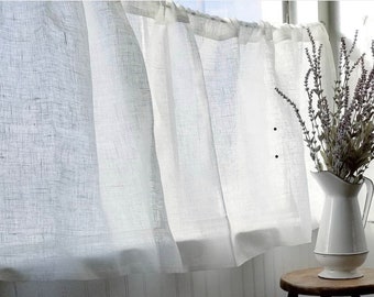 Cafe curtain LUCIA/ linen cafe curtains /white linen curtain / Privacy curtain