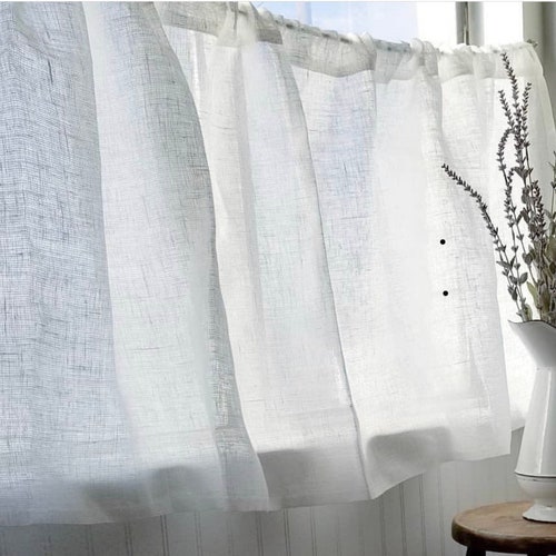 Cafe Curtains Lucia Linen, Cafe Curtains White Cotton