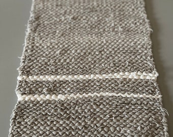 Woven linen runner / rustic table runner / handwoven recycled