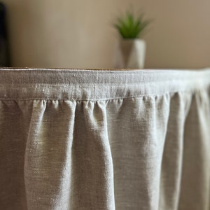 Vanity cover 3M velcro fastening, sink skirt, neutral linen cafe curtain, MAGGIE, laundry room decor, desk skirt, table drape