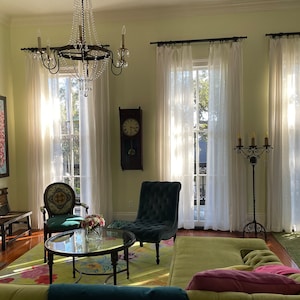 Linen curtains SICILIA / white linen loren curtain panel/ Privacy curtain / sheer curtains