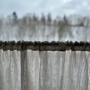 Striped Linen Cafe Curtain CLARA BEIGE stripe / French cafe style curtain/ sink skirt / vanity cover / beige stripe image 3