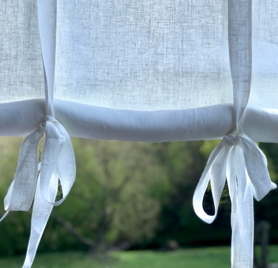 Persiana de ventana ROMA blanca / cortina enrollable / cortina de amarre /  persiana sueca / persiana de ventana de lino -  México