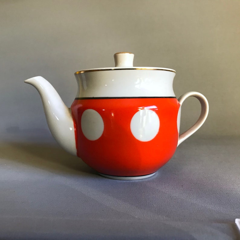 Small Teapot / Ceramic Teapot / Polkadot Teapot / Retro Teapot Etsy