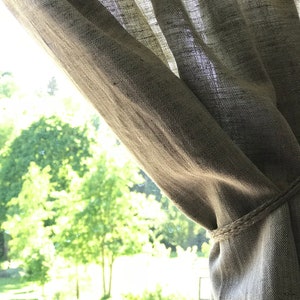 Cafe curtains DURHAM, linen cafe curtains, linen curtain, primitive curtains