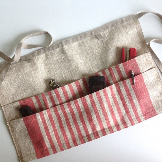 linen utility apron / gardening apron / half apron / waitress apron /teachers apron / monogrammed gift