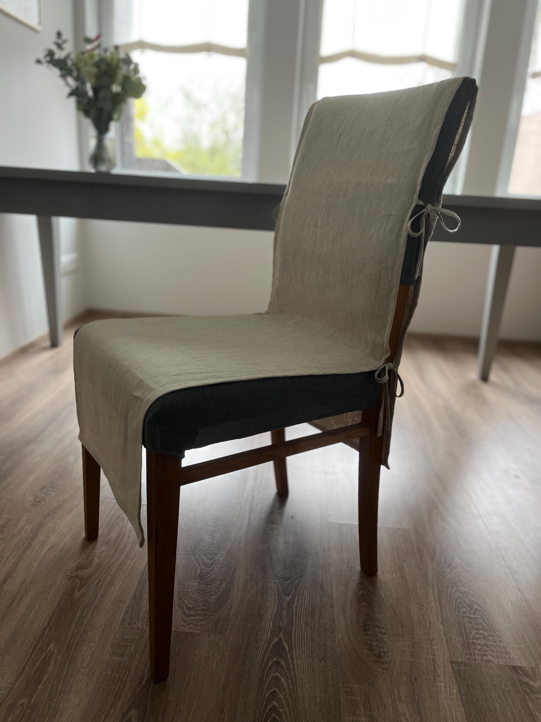 zalati Lot de 4 housses de chaise en fibre de polyester antidérapantes et amovibles pour salle à manger – Plume