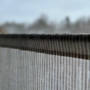 Striped Linen Cafe Curtain CLARA BEIGE stripe / French cafe style curtain/ sink skirt / vanity cover / beige stripe image 4