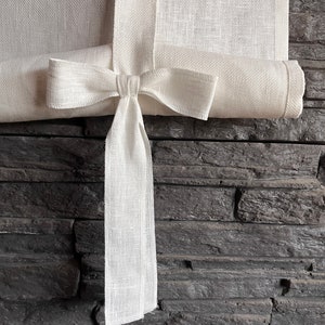 Tie up curtain with BOWS / farmhouse balloon shade / tie up linen valance / linen curtain / natural WHITE image 2