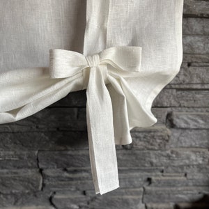 Tie up curtain with BOWS / farmhouse balloon shade / tie up linen valance / linen curtain / natural WHITE image 4