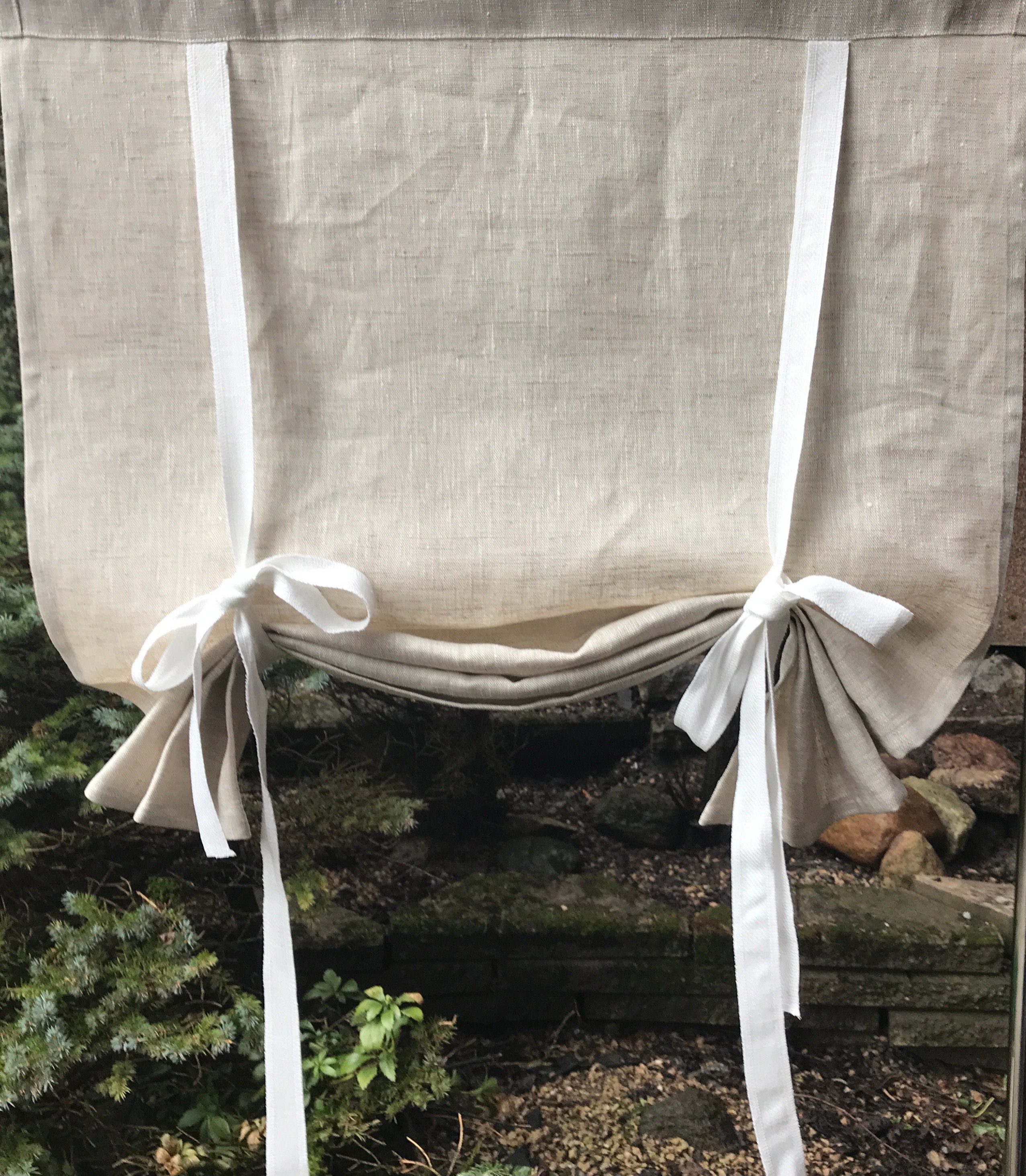 Persiana de ventana ROMA blanca / cortina enrollable / cortina de amarre /  persiana sueca / persiana de ventana de lino -  México