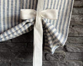 Window valance STRIPED BOWS / Farmhouse balloon shade / Faux tie up curtain / Swedish blind /  linen curtain