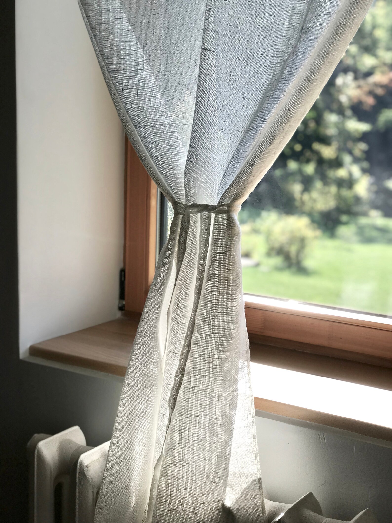 Linen Tab Top Curtain CALGARY/ White Linen Curtain Panel With Etsy