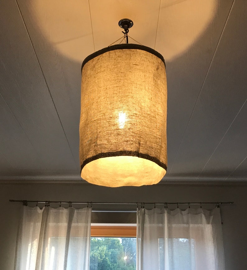 Linen Lamp Shade / Pendant Light / Lantern Lamp Shade Etsy
