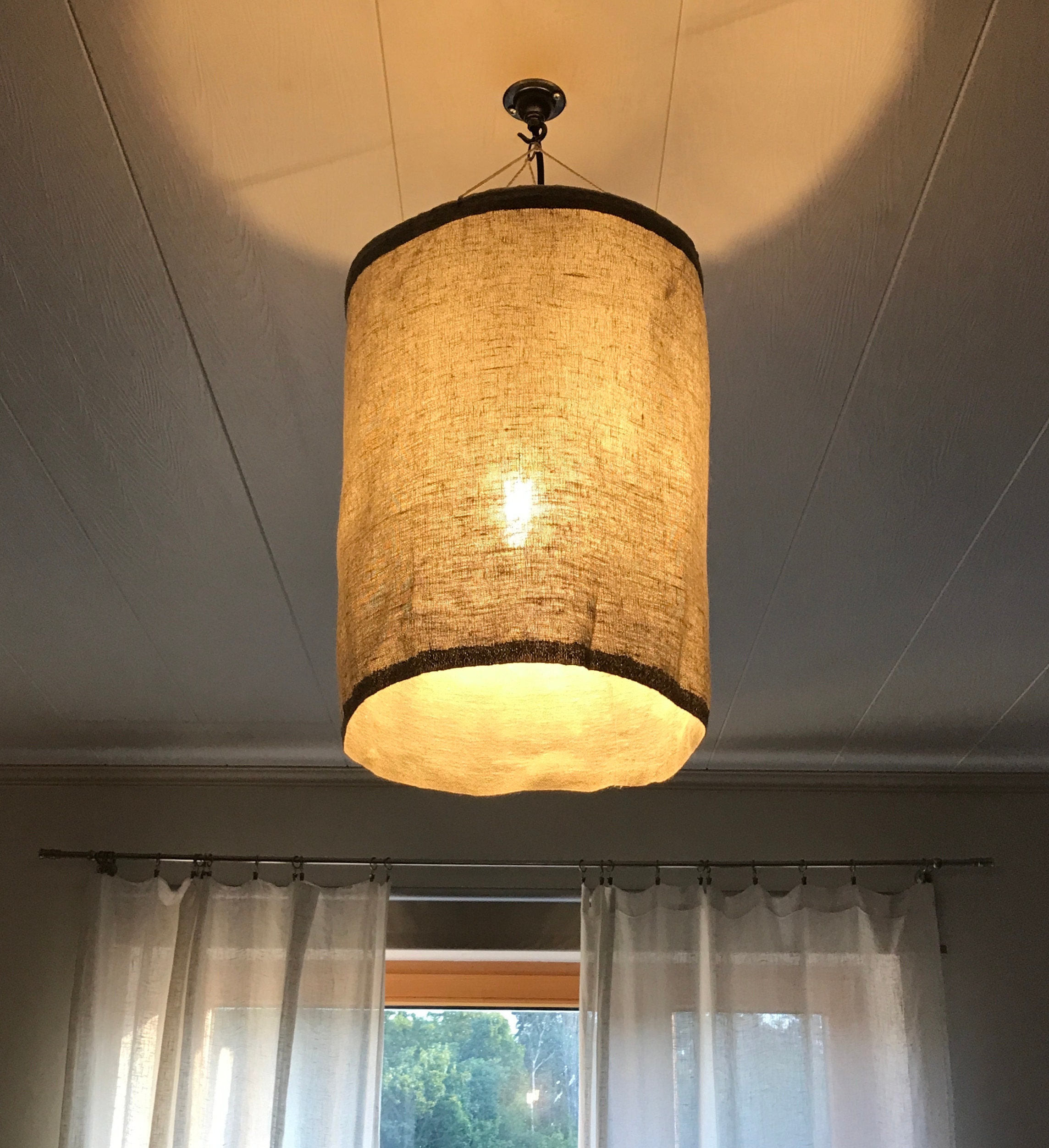 Linen Lamp Shade Pendant Light Lantern Lamp Shade Etsy