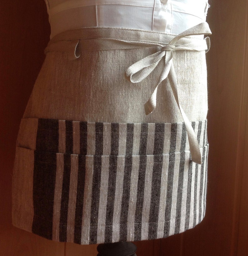 Linen Utility Apron / Gardening Apron / Half Apron / Waitress Etsy