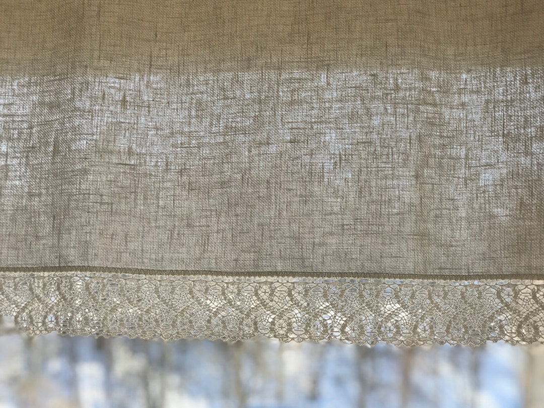 Linen Window Valance With Lace Trim, Rod Pocket, Cottagecore, SOFIA - Etsy
