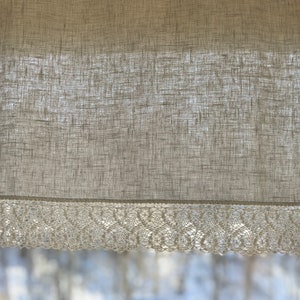 Linen Window Valance SOFIA with lace trim / White valance / linen curtain