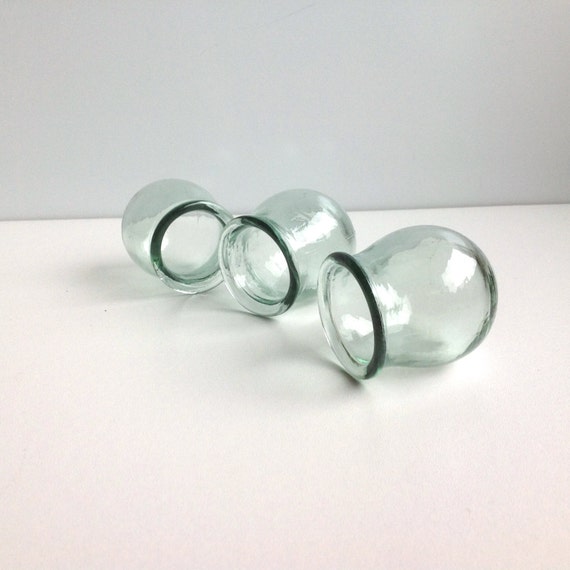 three soviet massage cups / cupping therapy / glass cups
