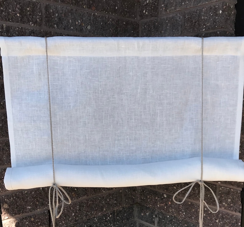 Window Shade roll up blind tie up blind Swedish blind White linen blind