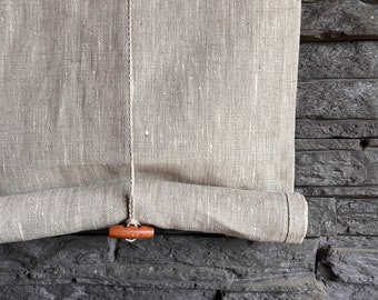 Tie up decorative window blind, OTTO, linen natural fabric, rod pocket window shade