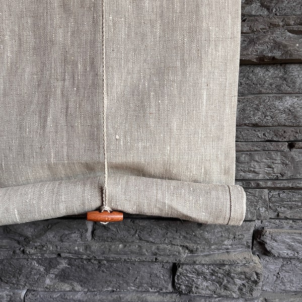 Window blind OTTO / decorative roll up blind / tie up curtain / Swedish blind /Japandi style blind/ OATMEAL linen shade