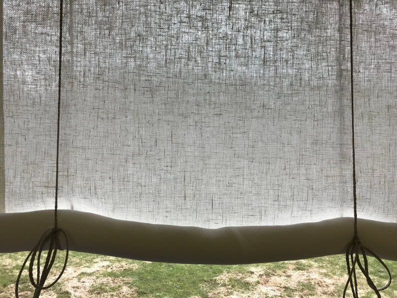 Window Shade roll up blind tie up blind Swedish blind White linen blind