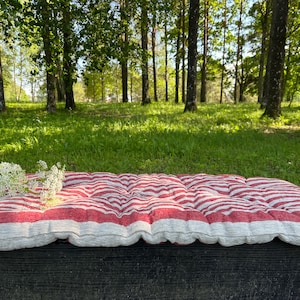 Bench cushion, Linen stripe casual, floor cushion, roll up