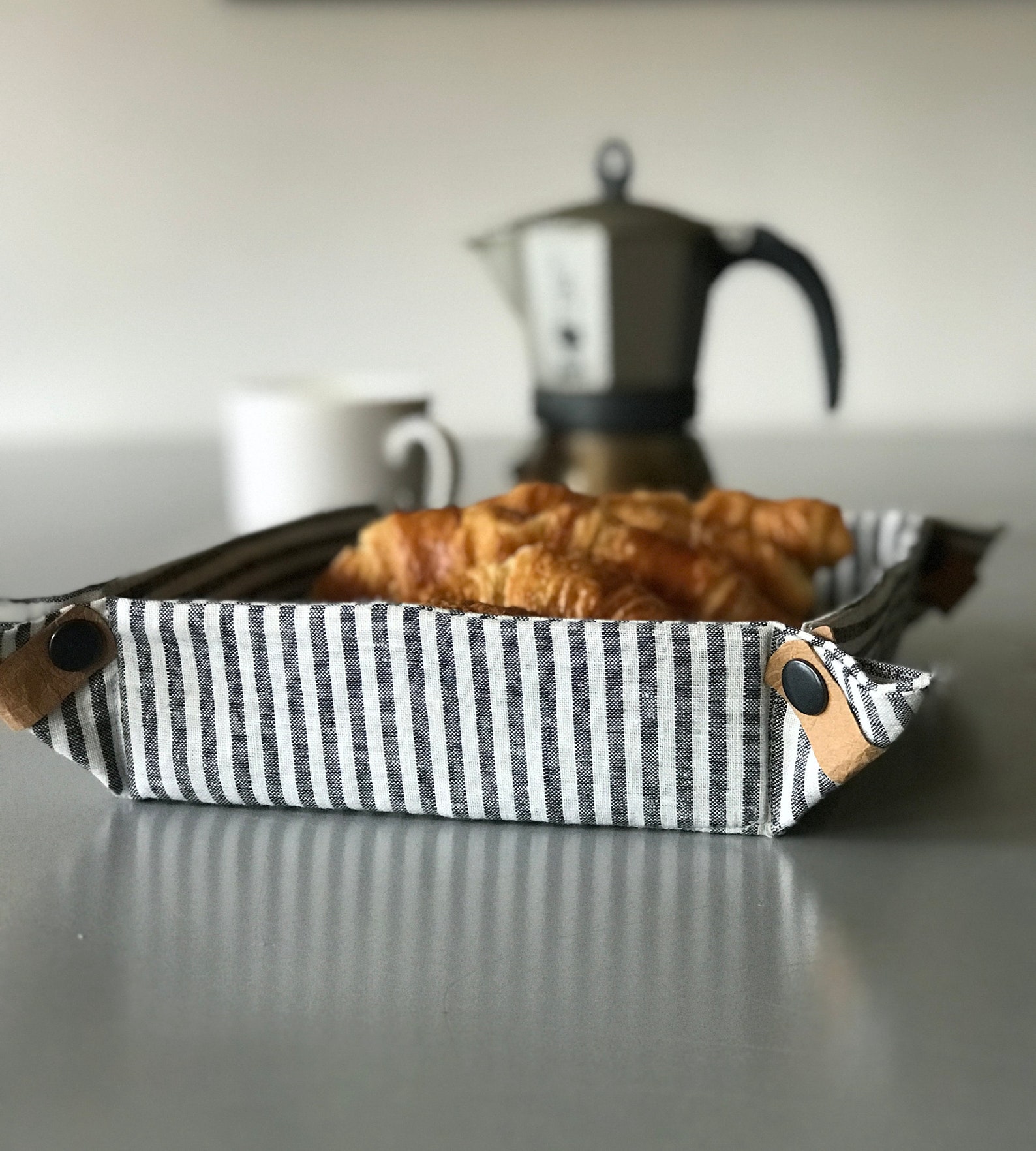 Linen Bread Basket / Serving Basket / Desk Tidy / Serving Tray Etsy