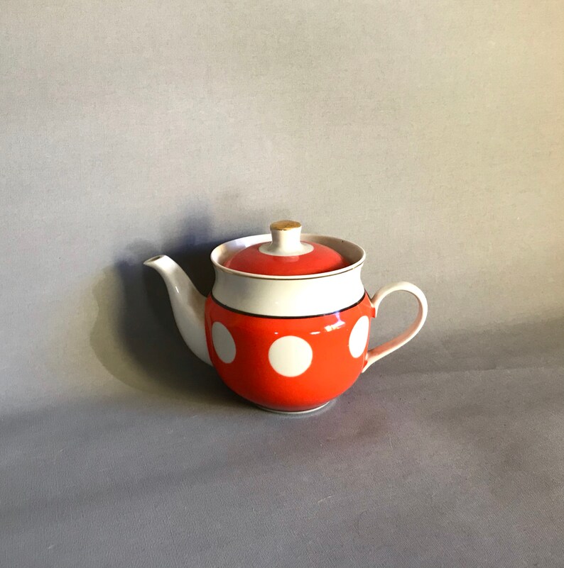 Small Teapot / Ceramic Teapot / Polkadot Teapot / Retro Teapot Etsy