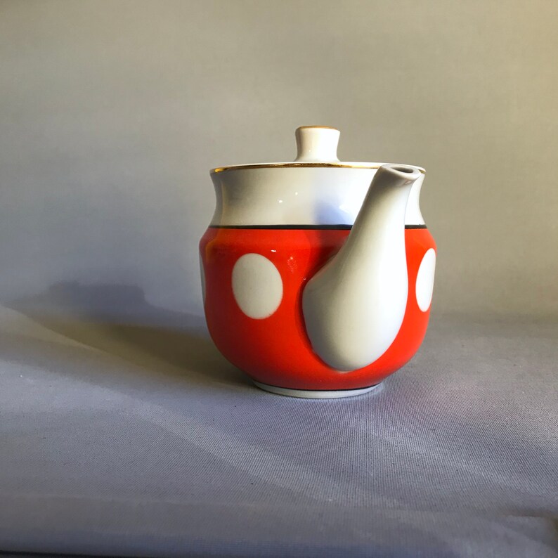 Small Teapot / Ceramic Teapot / Polkadot Teapot / Retro Teapot Etsy