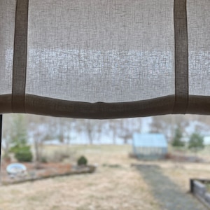 Tie up curtain with BOWS / farmhouse balloon shade / tie up linen valance / linen curtain / natural WHITE image 9