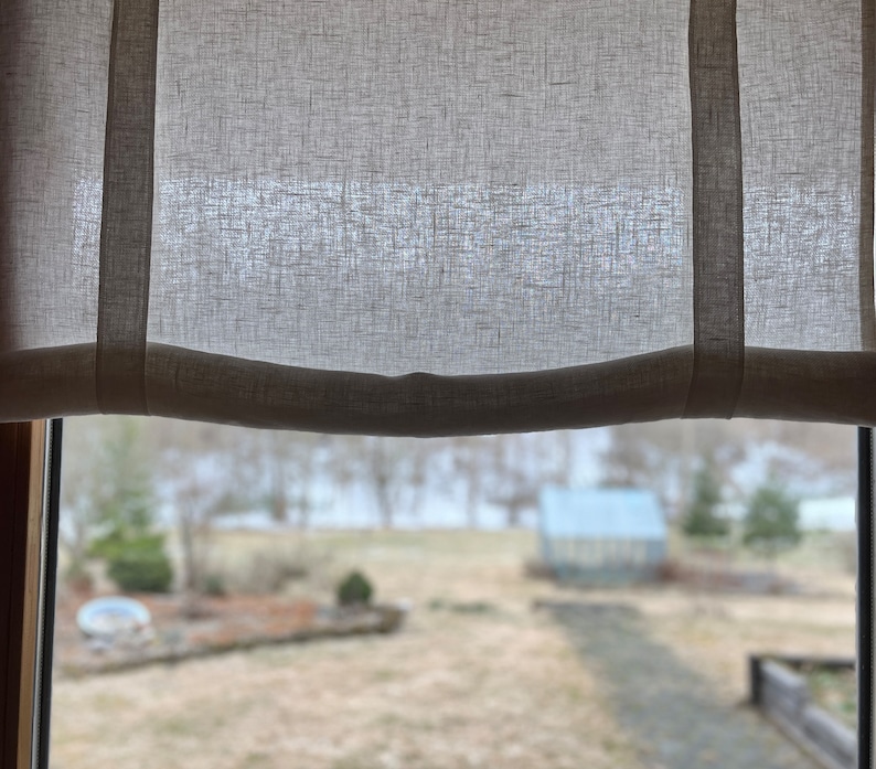 Tie up curtain with BOWS / farmhouse balloon shade / tie up linen valance / linen curtain / natural WHITE image 9