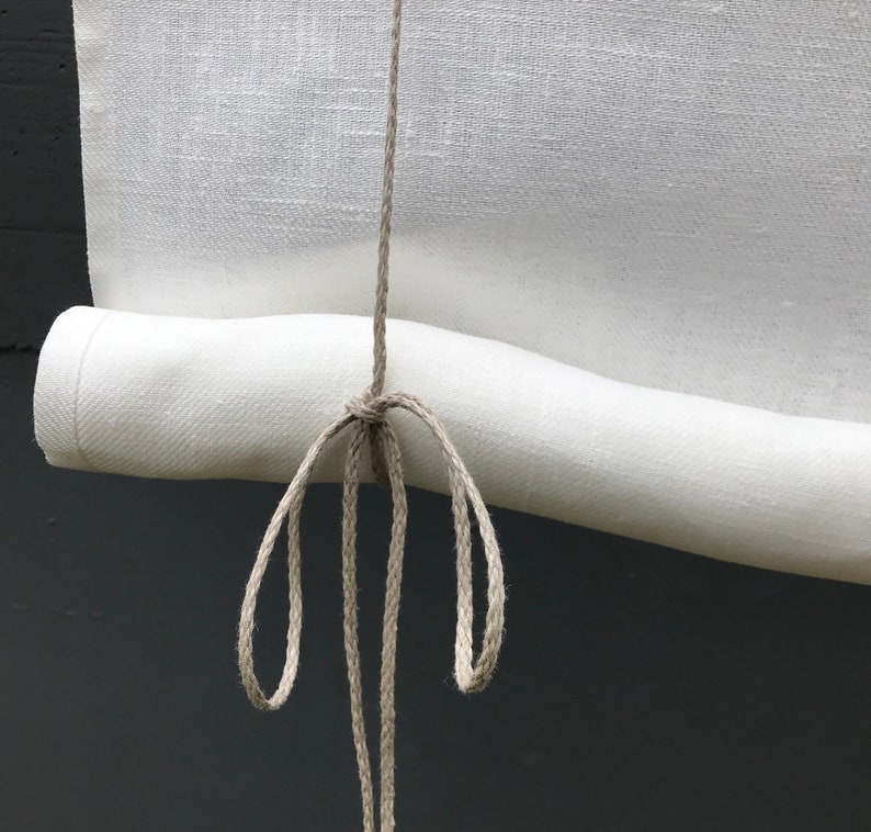 Window Shade roll up blind tie up blind Swedish blind White linen blind