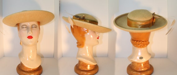 Jaunty Tan Bird Hat by Henry Pollak - image 1