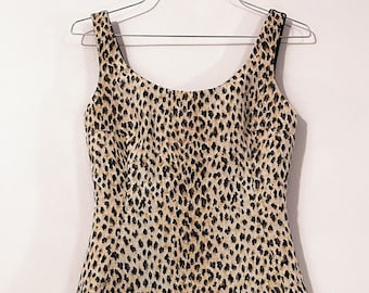 Vintage Designer Y2K DVF Diane Von Furstenburg Dual-Tone Cheetah Print Mini-Dress (XS / Size 0)