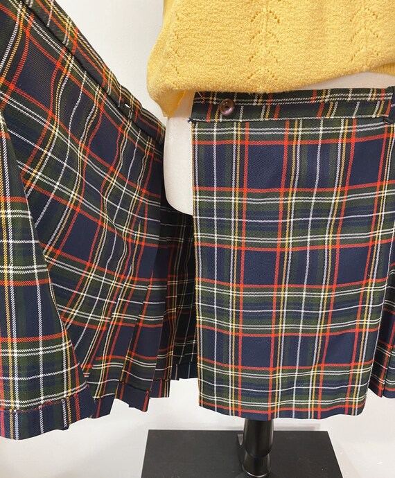 Vintage Pleated Plaid Tartan Wrap-Around Skirt wi… - image 5