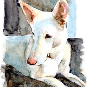 WHITE SHEPHERD DOG Watercolor Print by Claudia Hafner