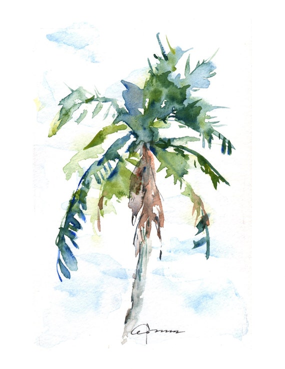 Print Palm Tree No. 1 Watercolor Art Print Painting By | Etsy
