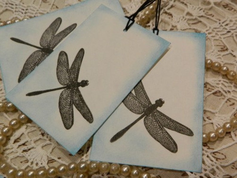 Vintage Inspired Dragonfly Gift / Luggage Tags Set Of 6 image 1