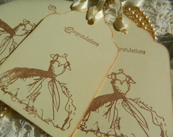 Vintage Inspired Happily Ever After Wedding Dress Gift / Wedding Wish Tree Tags Set Of 12