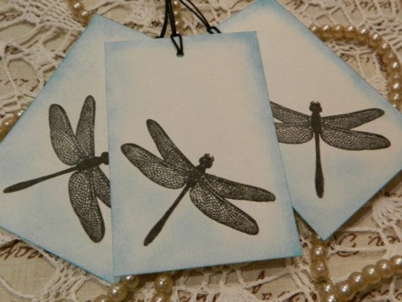 Vintage Inspired Dragonfly Gift / Luggage Tags Set Of 6 image 2