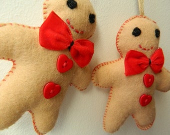 Set of 2 Eco Felt Gingerbread Man Christmas Tree Home Decoration