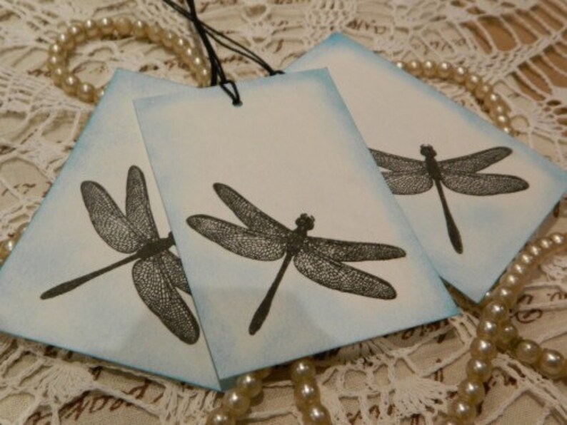 Vintage Inspired Dragonfly Gift / Luggage Tags Set Of 6 image 4