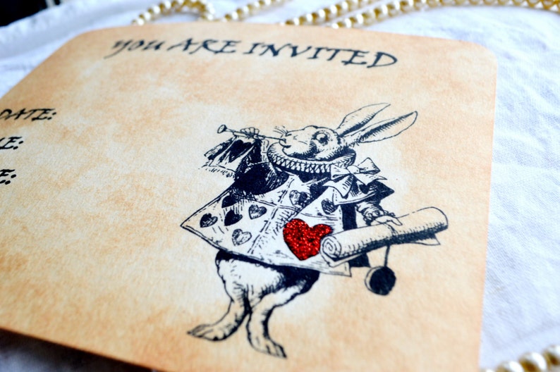 4 Alice in Wonderland-white Rabbit Invitation-vintage Style-tea Party ...