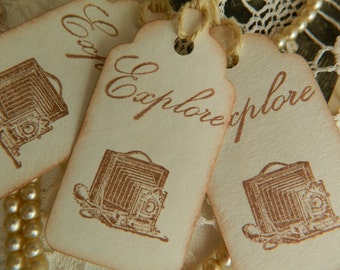 Explore Vintage Inspired Camera Gift tags set of 6