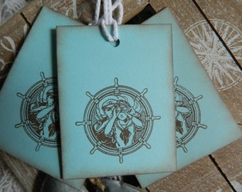 Vintage Inspired Couple In A Ship Wheel Gift Tags Set Of 12