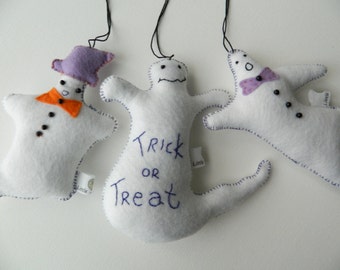 Happy Halloween Funny Ghosts Felt Toy / Home Decoration Set of 3